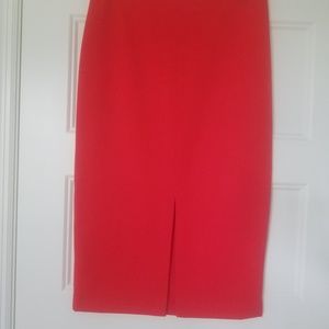 Beautiful Red Front Slit Midi Skirt EUC
